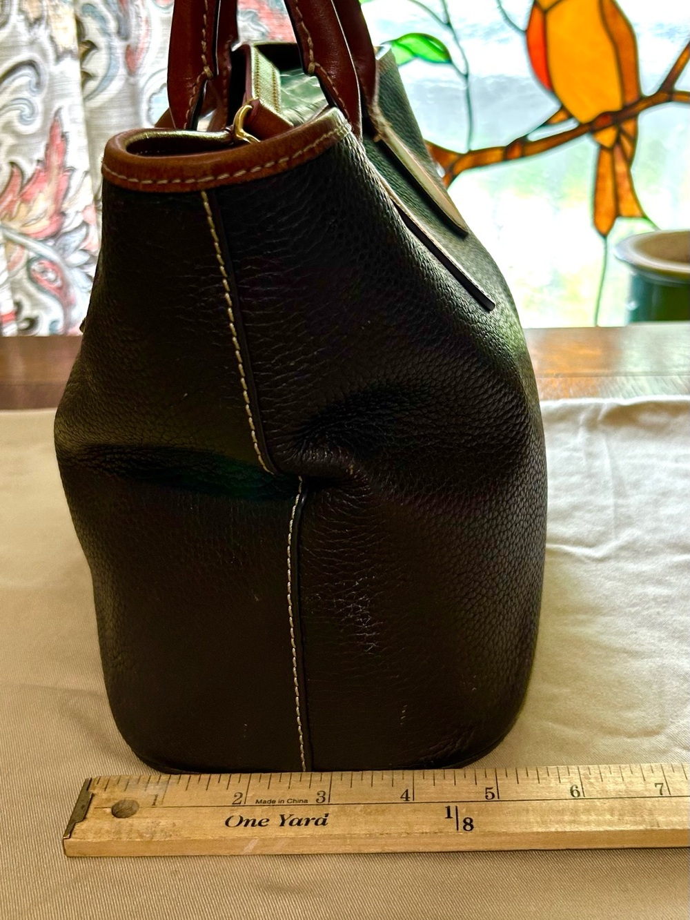Dooney & Bourke Dark Brown Pebbled Leather Tote - Picture 4 of 12